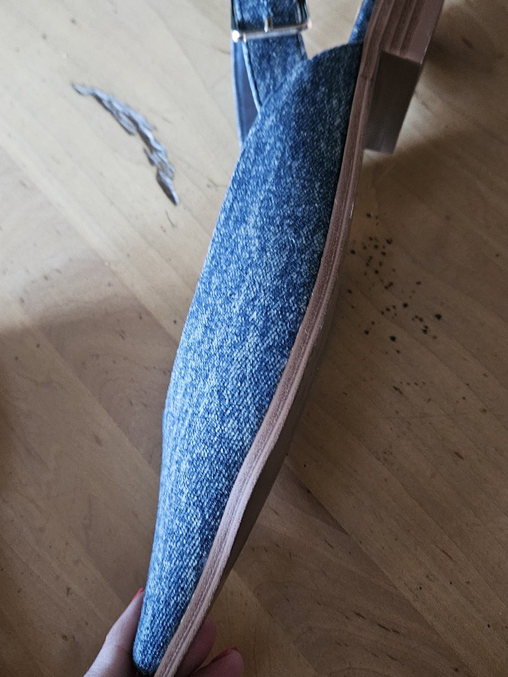 Denim Pointed Toe Slingback Flats - Blue